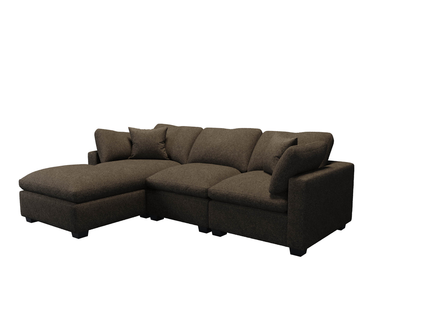 Melo Three Seater With Left Arm Chaise & Ottoman